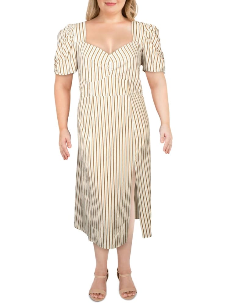 Danielle Bernstein Women s Plus Woven Striped Maxi Dress White Size 20